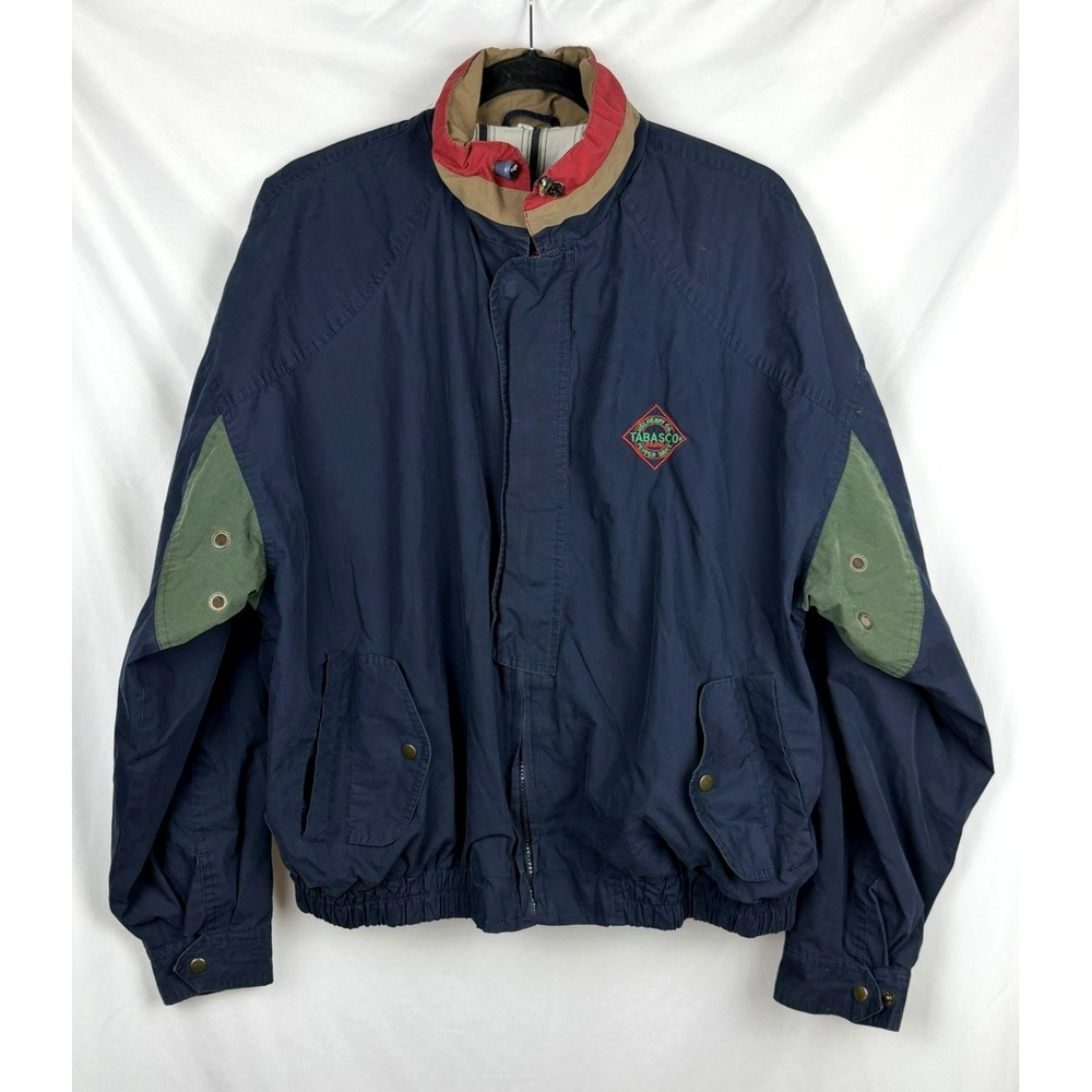 Vintage Tabasco Sauce Bomber Jacket XL Winner Mate Colorblock 90s Windbreaker